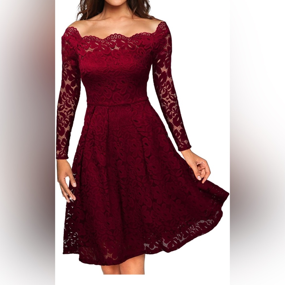 MissMay Red Lace Dress NEW Lined Fitted Retro